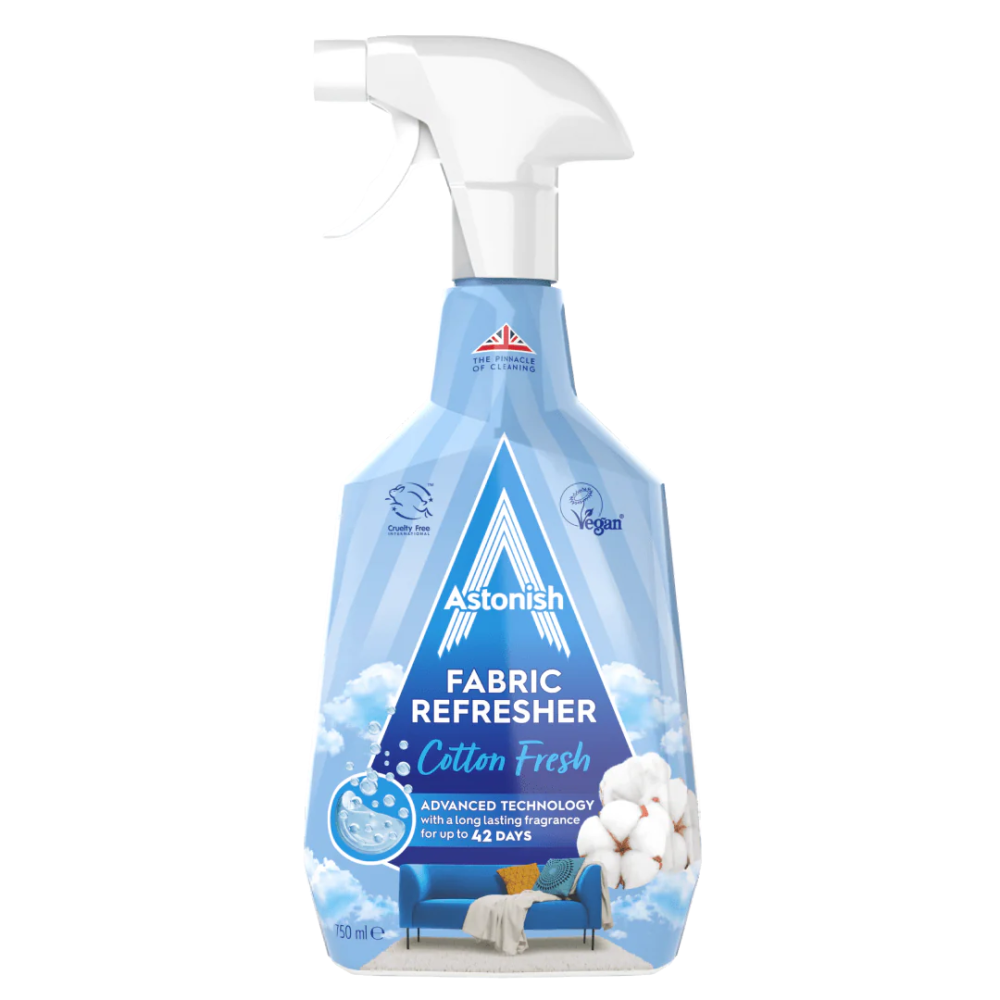 Tekstiiliraikastin „Fabric refresher cotton fresh“. Puhdistusaineet