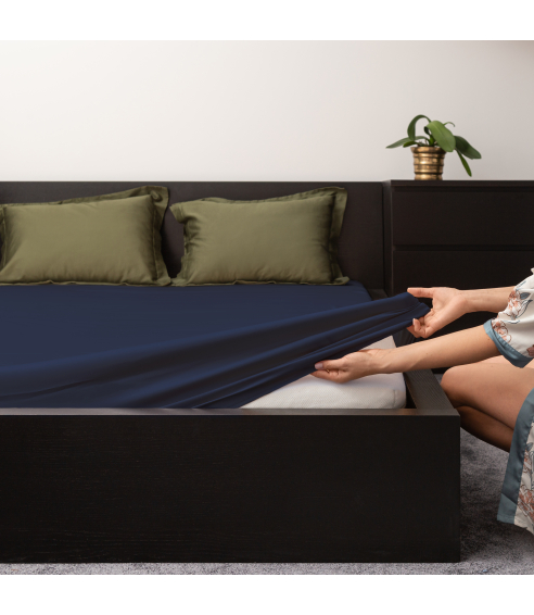 Medvilninė paklodė su guma „Ombre blue“. Muotoonommeltu lakana