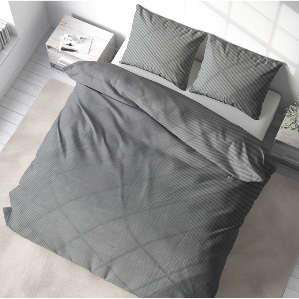 Premium satiinipussilakanasetti „Grey stripe 3 mm“. Satiinipussilakanasetti, 200x220 cm