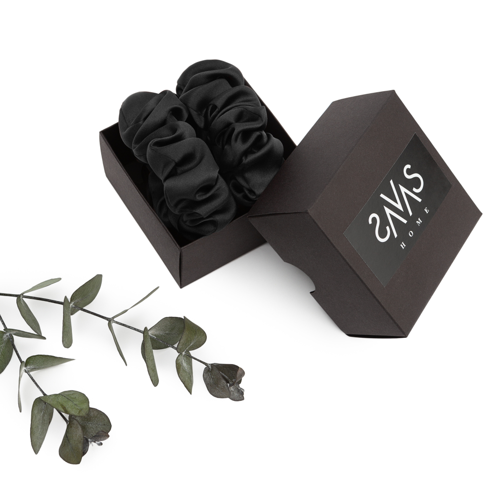 Silkki scrunchie „Onyx“. Hiuslenkit