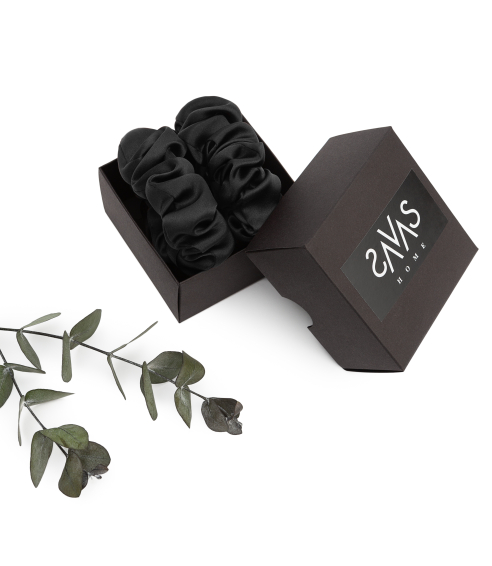 Silkki scrunchie „Onyx“. Hiuslenkit