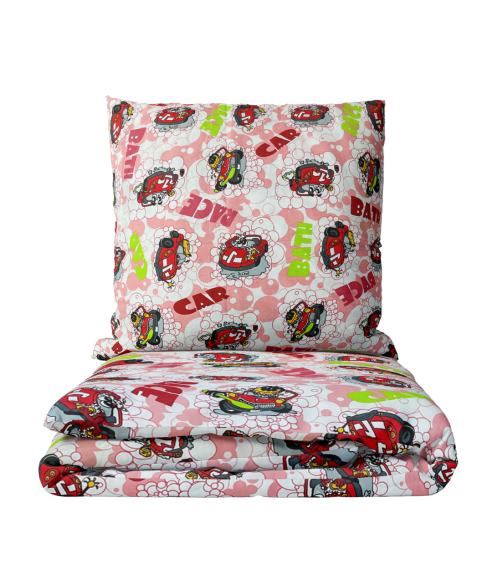Lasten pussilakanasetti „Bath red”. Lasten pussilakanasetti