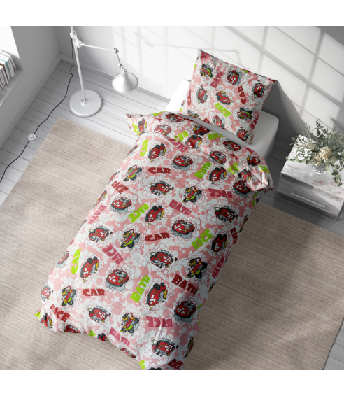 Lasten pussilakanasetti „Bath red”. Lasten pussilakanasetti