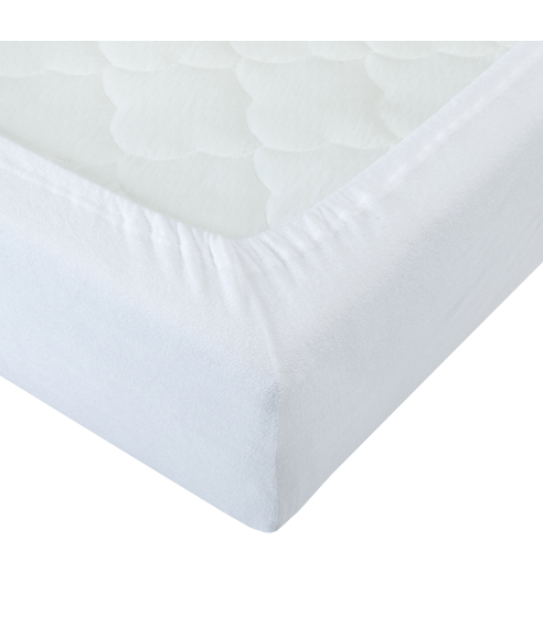 Muotoonommeltu froteelakana „White Terry sheet“. Muotoonommeltu lakana 160x200