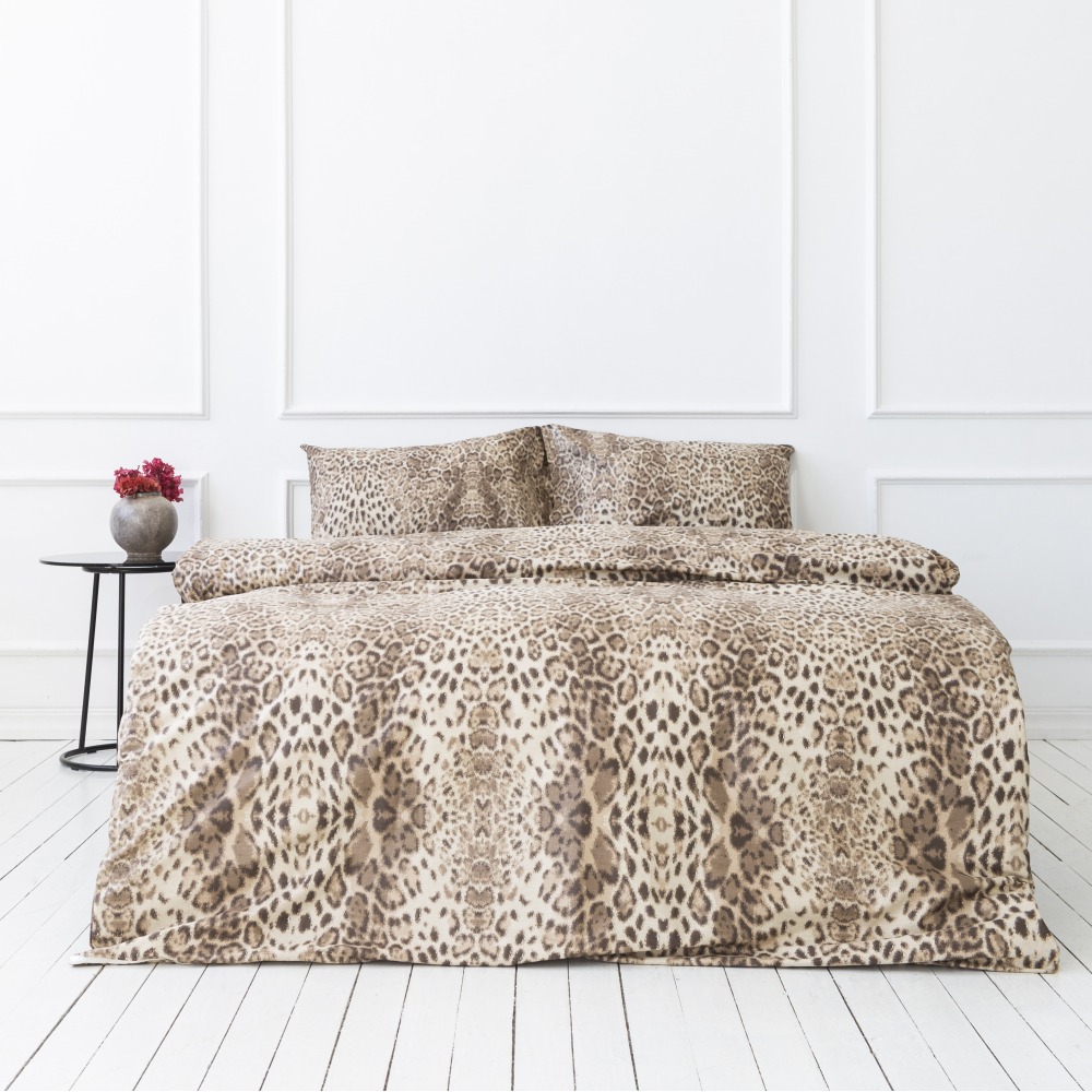 Pussilakanasetti „Leopard“. Puuvilla pussilakanasetti, 140x200 cm, 160x200 cm, 200x200 cm, 200x220 cm