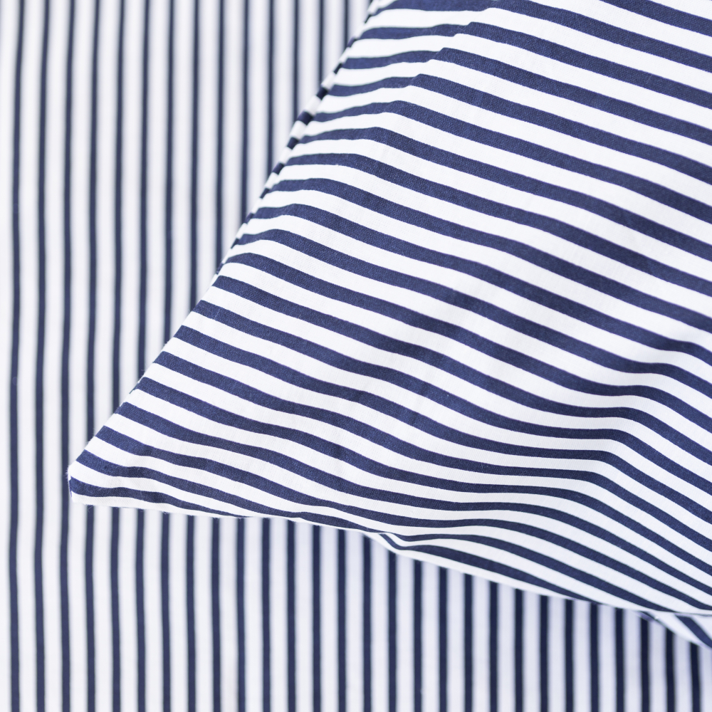 Pussilakanasetti „Blue stripes“. Puuvilla pussilakanasetti, 140x200 cm