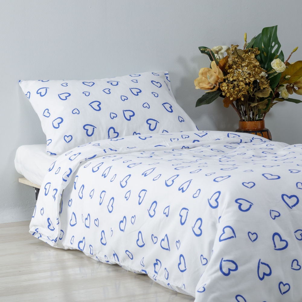 Lasten pussilakanasetti „Blue love“. Lasten pussilakanasetti, 110x140 cm