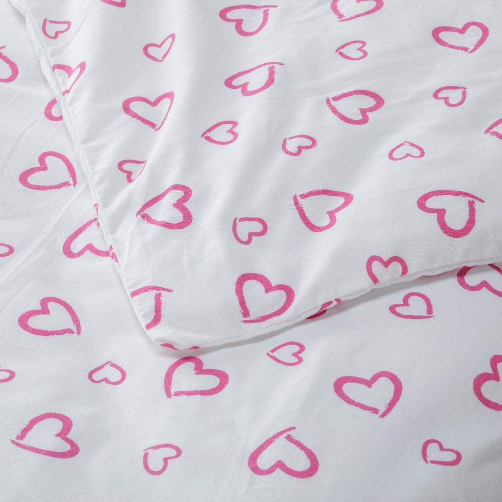 Vauvan pussilakanasetti „Pink love“. Vauvan pussilakanasetti, 140x200 cm