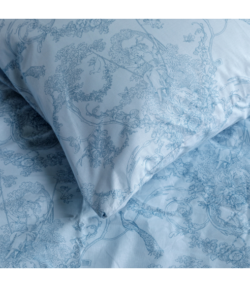Pussilakanasetti „Toile de Jouy blue“. Puuvilla pussilakanasetti