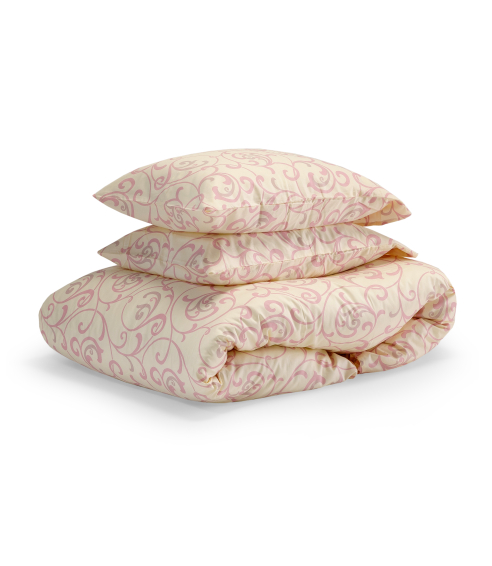 Premium satiinipussilakanasetti „Pink curls“. Satiinipussilakanasetti