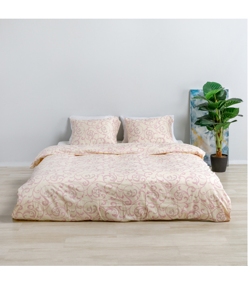 Premium satiinipussilakanasetti „Pink curls“. Satiinipussilakanasetti