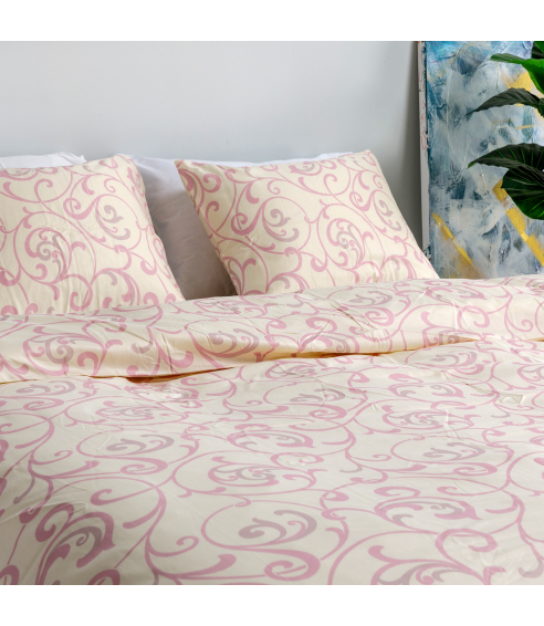 Premium satiinipussilakanasetti „Pink curls“. Satiinipussilakanasetti