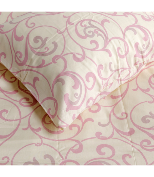 Premium satiinipussilakanasetti „Pink curls“. Satiinipussilakanasetti
