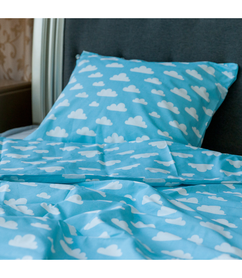 Lasten pussilakanasetti „Blue Clouds“. Puuvilla pussilakanasetti