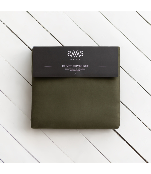 Premium satiinipussilakanasetti „Moss green“. Satiinipussilakanasetti
