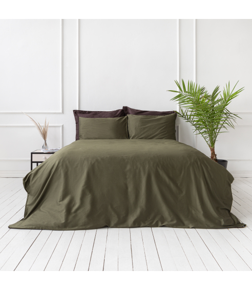 Premium satiinipussilakanasetti „Moss green“. Satiinipussilakanasetti