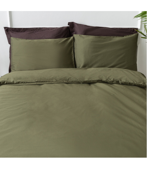 Premium satiinipussilakanasetti „Moss green“. Satiinipussilakanasetti