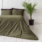 Premium satiinipussilakanasetti „Moss green“. Satiinipussilakanasetti, 140x200 cm