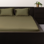 Satiini muotoonommeltu lakana „Moss green“. Muotoonommeltu lakana, 80x200 cm, 90x200 cm, 120x200 cm, 140x200 cm, 160x200 cm, 180x200 cm