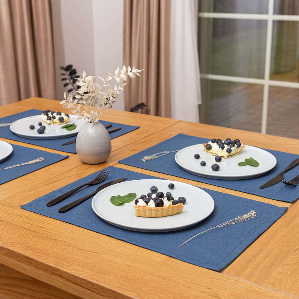 Stalo padėkliukai „Linen royal blue“ 4vnt.. Pellavaliinat, 30x45 cm