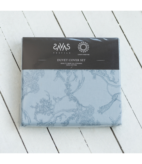 Pussilakanasetti „Toile de Jouy blue“. Puuvilla pussilakanasetti