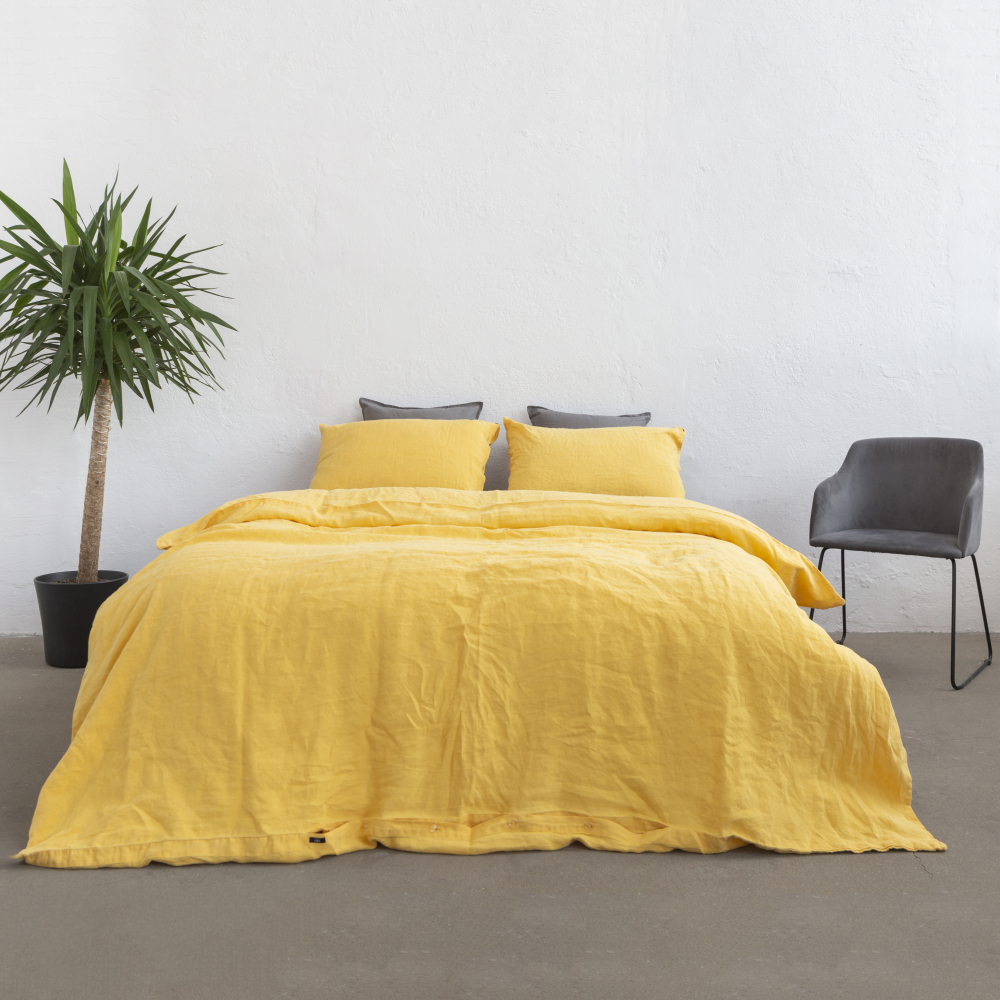 Pellava pussilakanasetti „Linen yellow“. Pellava pussilakanasetti, 140x200 cm