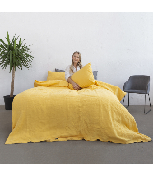 Pellava pussilakanasetti „Linen yellow“. Pellava pussilakanasetti