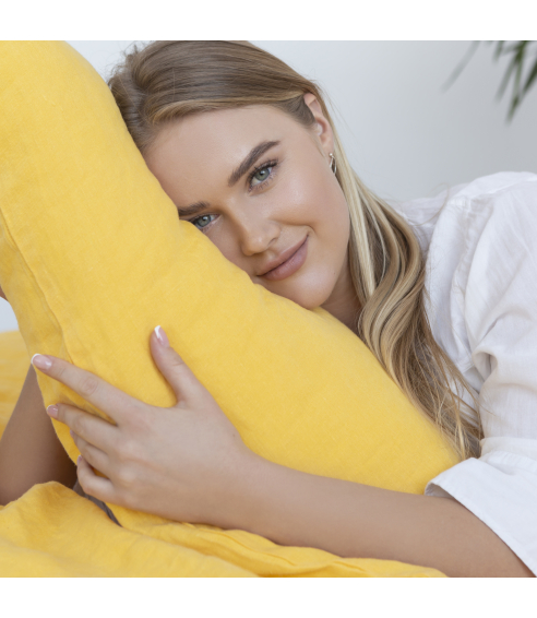 Pellava pussilakanasetti „Linen yellow“. Pellava pussilakanasetti