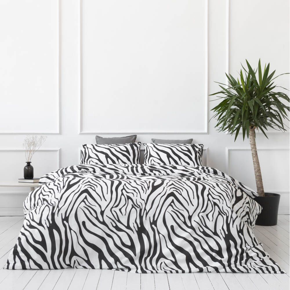 Pussilakanasetti „Zebra“. Puuvilla pussilakanasetti, 140x200 cm, 200x220 cm