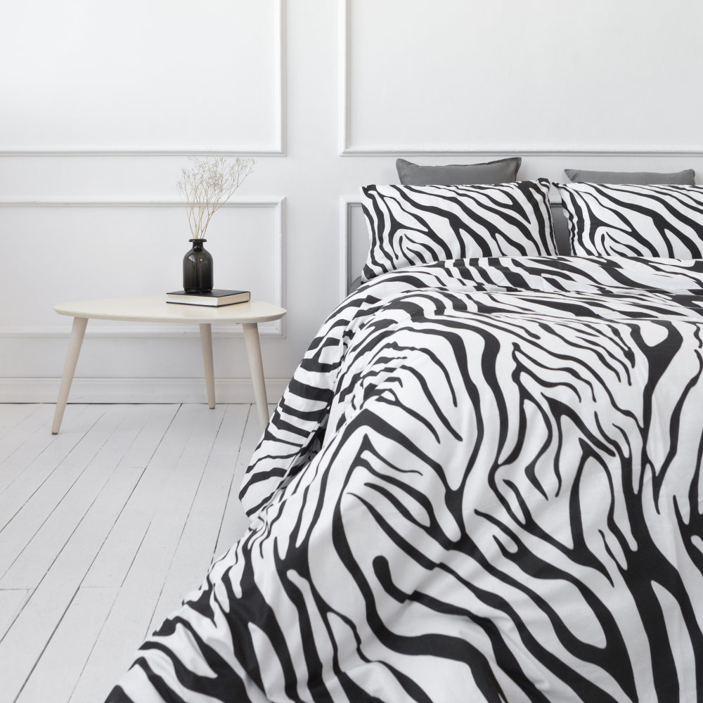 Pussilakanasetti „Zebra“. Puuvilla pussilakanasetti, 140x200 cm, 200x220 cm