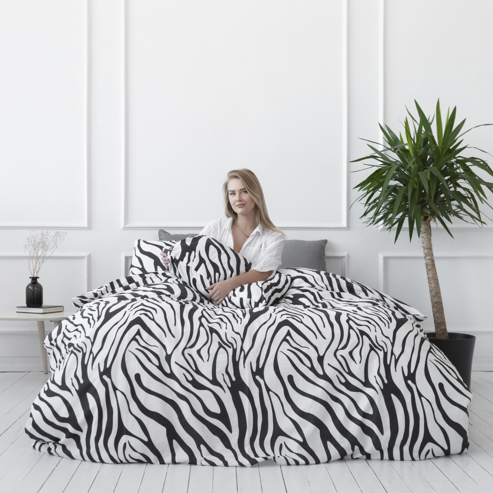Pussilakanasetti „Zebra“. Puuvilla pussilakanasetti, 140x200 cm, 200x220 cm