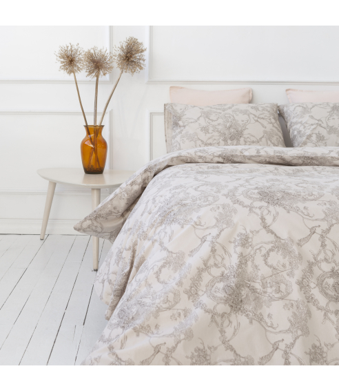 Pussilakanasetti „Toile de Jouy grey“. Puuvilla pussilakanasetti