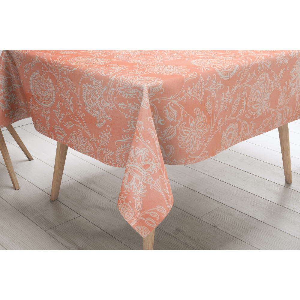 Pöytäliina „Orange flora“. Puuvillapöytäliinat, 140x180 cm, 140x240 cm, 140x300 cm