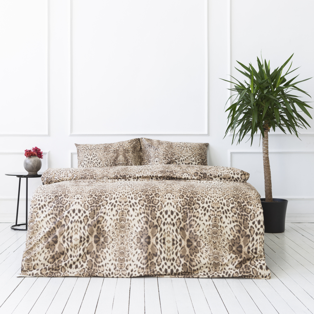 Pussilakanasetti „Leopard“. Puuvilla pussilakanasetti, 140x200 cm, 160x200 cm, 200x200 cm, 200x220 cm