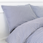 Pussilakanasetti „Blue stripes“. Puuvilla pussilakanasetti, 140x200 cm