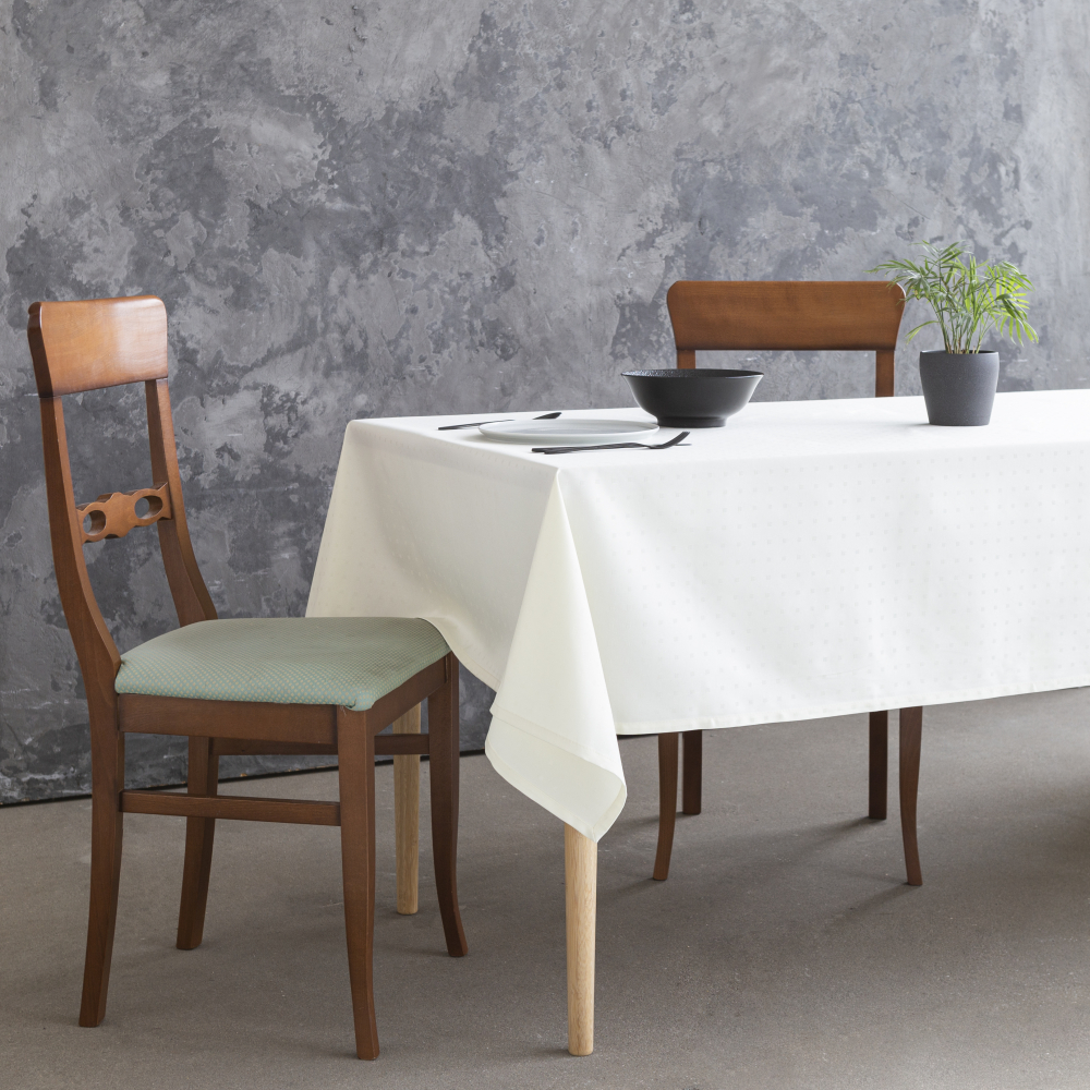 Pöytäliina „Creamy square“. Puuvillapöytäliinat, 140x240cm, 140x300 cm