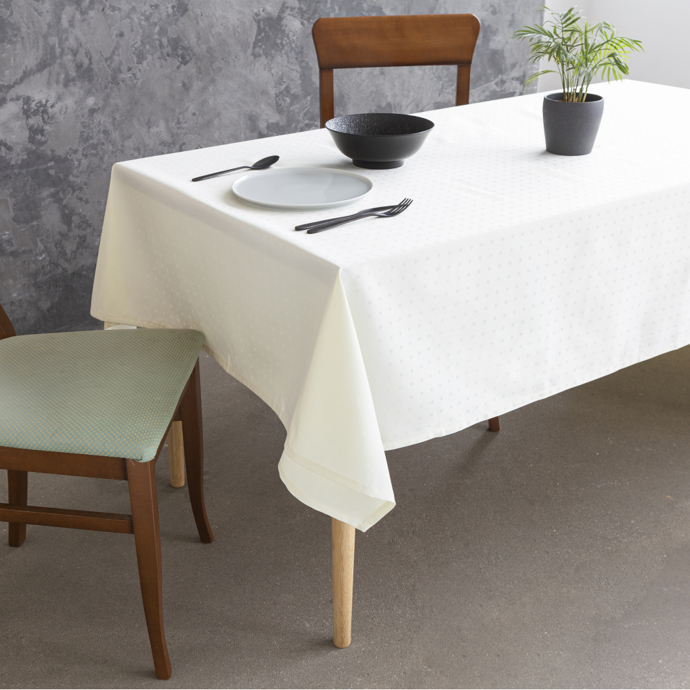 Pöytäliina „Creamy square“. Puuvillapöytäliinat, 140x240cm, 140x300 cm