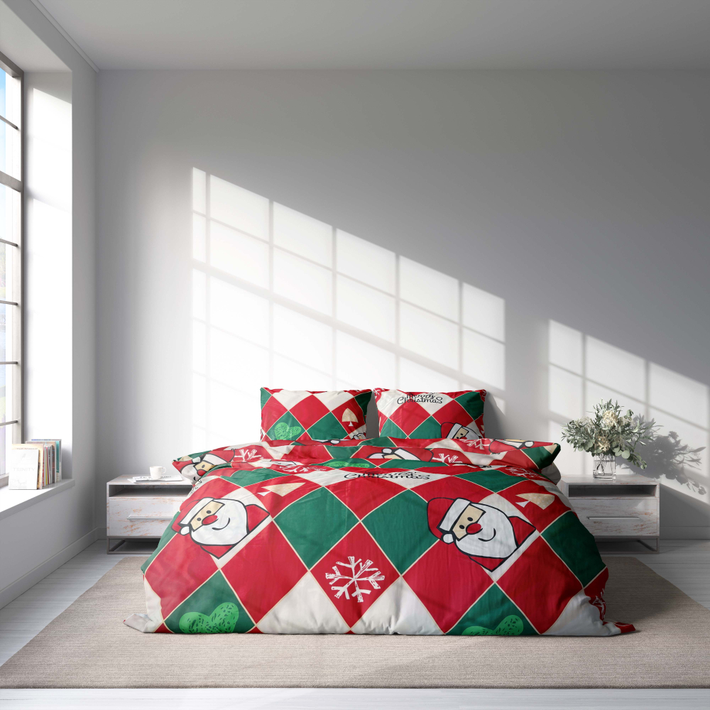 Joulu pussilakanasetti „Santa Claus“. Joulu pussilakanasetti, 140x200 cm, 150x200 cm, 160x200 cm, 180x200 cm, 200x200 cm, 200x220 cm