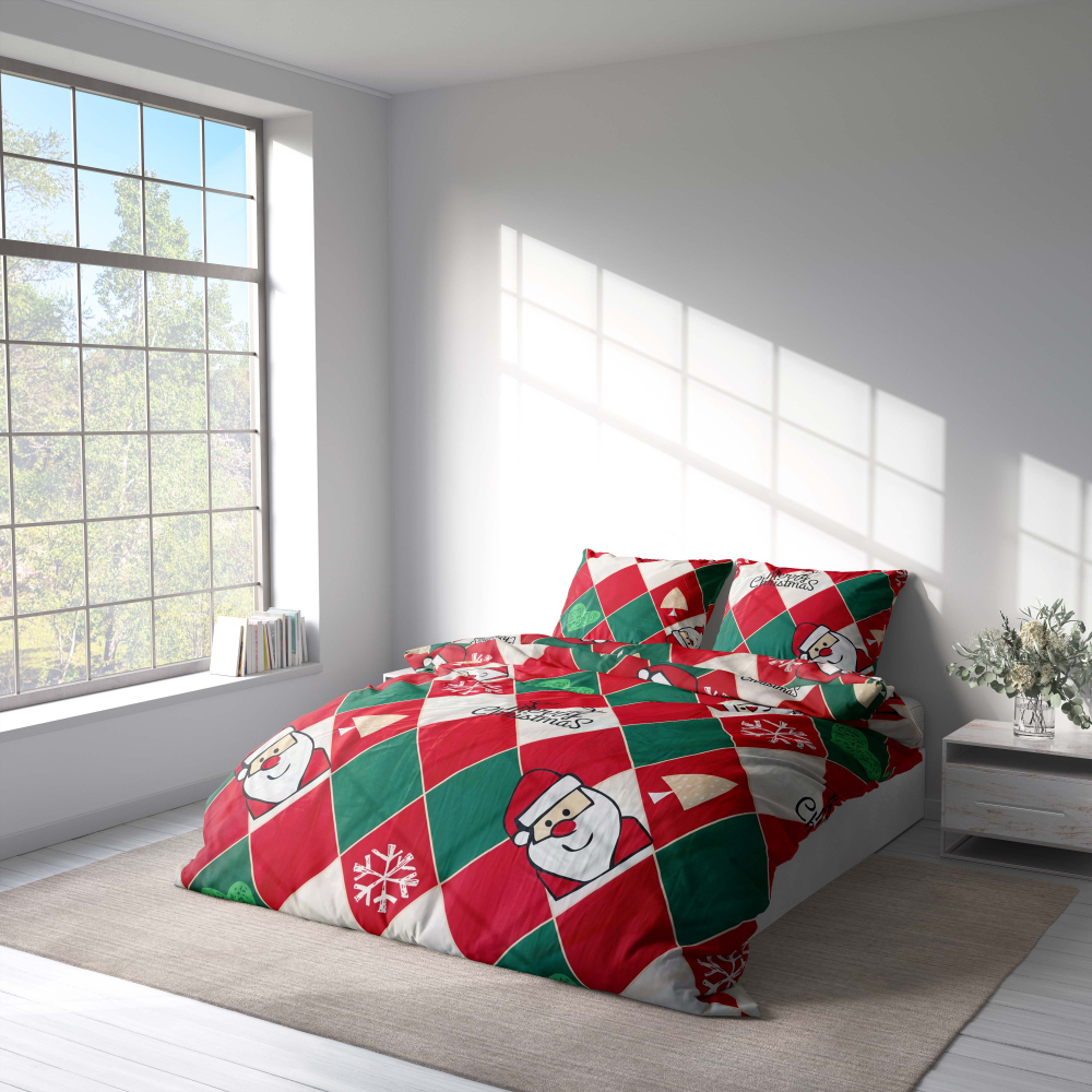 Joulu pussilakanasetti „Santa Claus“. Joulu pussilakanasetti, 140x200 cm, 150x200 cm, 160x200 cm, 180x200 cm, 200x200 cm, 200x220 cm