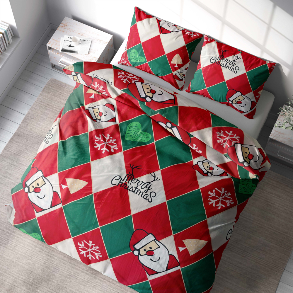 Joulu pussilakanasetti „Santa Claus“. Joulu pussilakanasetti, 140x200 cm, 150x200 cm, 160x200 cm, 180x200 cm, 200x200 cm, 200x220 cm