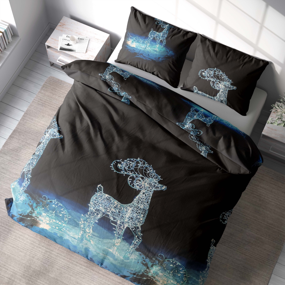 Joulu pussilakanasetti „Reindeer“. Pussilakanasetti 140x200, 140x200 cm, 150x200 cm, 160x200 cm, 180x200 cm, 200x200 cm, 200x220 cm