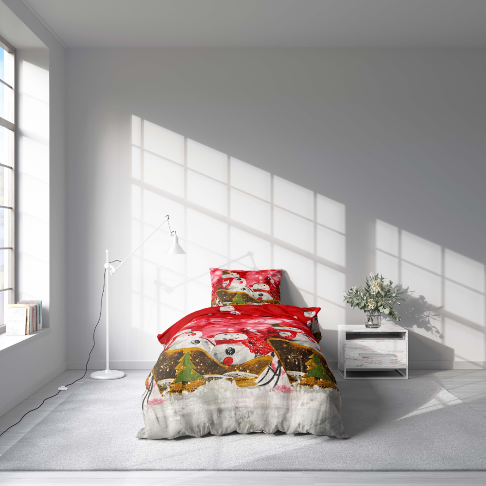 Joulu pussilakanasetti „Snowman“. Pussilakanasetti 140x200, 140x200 cm