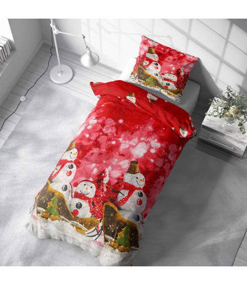 Joulu pussilakanasetti „Snowman“. Pussilakanasetti 140x200