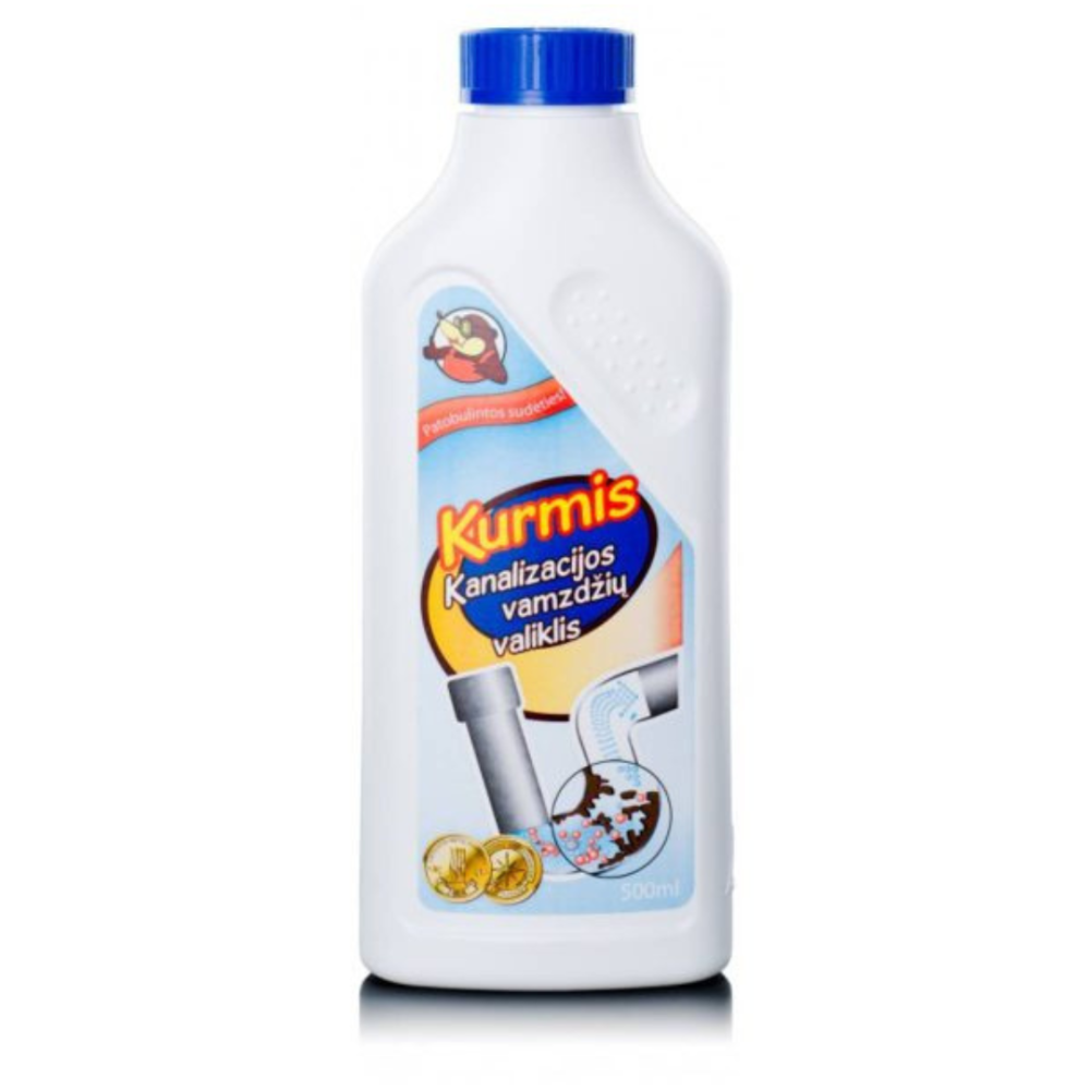 Viemärinpuhdistusneste „Kurmis liquid 500 ml“. Puhdistusaineet