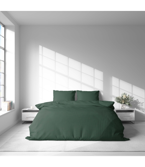 Pellava pussilakanasetti „Linen Dark Green“. Pellava pussilakanasetti