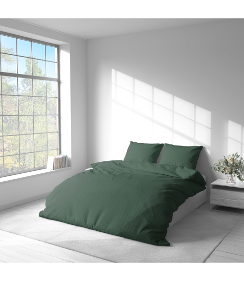 Pellava pussilakanasetti „Linen Dark Green“. Pellava pussilakanasetti