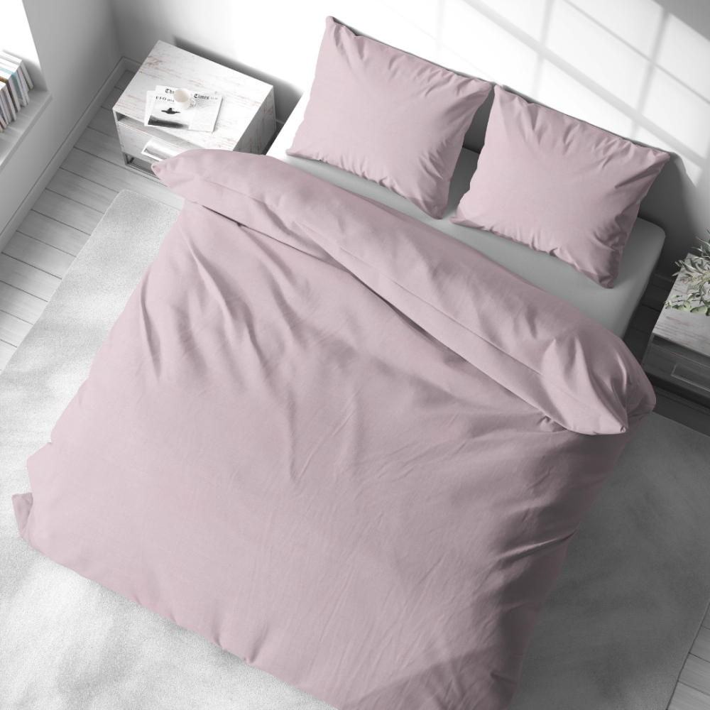 Pellava pussilakanasetti „Linen Rose“. Pellava pussilakanasetti, 140x200 cm, 200x200 cm, 200x220 cm, 220x240 cm. Hieno vaaleanpunainen pellavavuodevaate – peitonsuoja ja tyynyliinat.