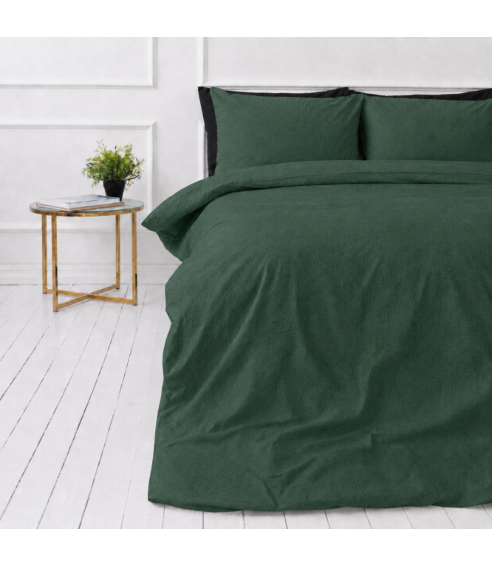 Pellava pussilakanasetti „Linen Dark Green“. Pellava pussilakanasetti