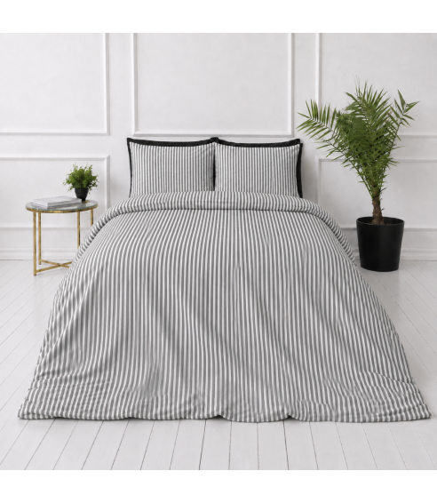 Pellava pussilakanasetti „Linen Grey Stripes“. Pellava pussilakanasetti