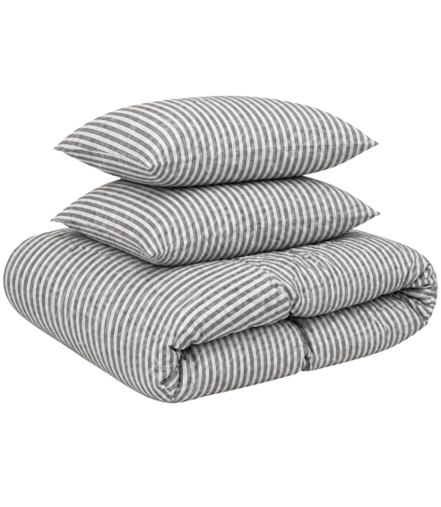Pellava pussilakanasetti „Linen Grey Stripes“. Pellava pussilakanasetti